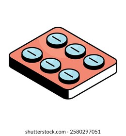 An editable design icon of pills strip