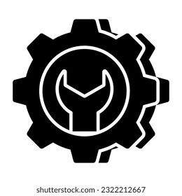 Icono de diseño editable de herramientas de reparación, engranaje con spanner