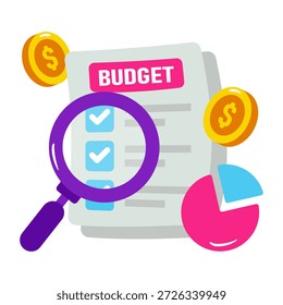 Editable design icon of search budget report 
