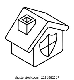 Editable design icon of secure home