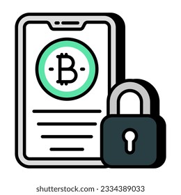 An editable design icon of secure mobile bitcoin 