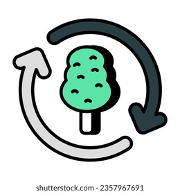 Un icono de diseño editable para el reciclado de árboles