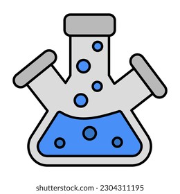 An editable design icon of triple neck flask