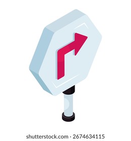 Editable design icon of turn forward arrow