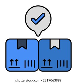 Un icono de diseño modificable de paquetes verificados 