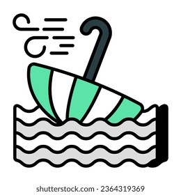 Editable design icon of windy cloud 