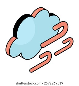Editable design icon of windy cloud