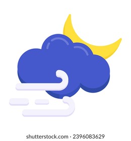Editable design icon of windy night 

