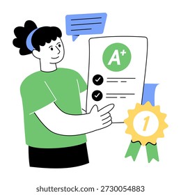 Ilustração de design editável de grau A+, conceito de resultado do exame 
