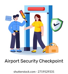 Ilustración de diseño editable del puesto de control de seguridad del aeropuerto