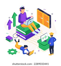 Editable design illustration of audio course