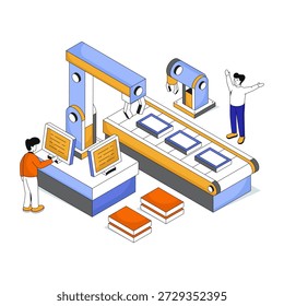 Ilustración de diseño editable de la máquina de embalaje automática 