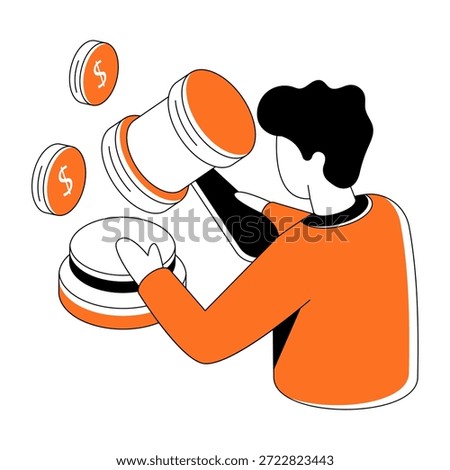 Editable design illustration of bidding