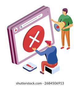 Editable design illustration of block website