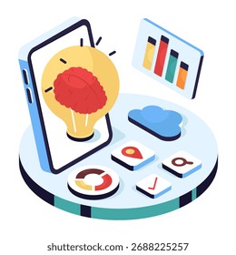 Una ilustración de diseño editable de la idea del cerebro