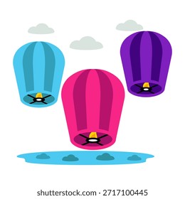 Una ilustración de diseño editable de linternas chinas 