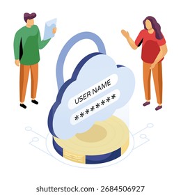 Ilustración de diseño editable de Inicio de sesión en la nube