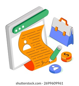 Ilustración de diseño editable de papel de contrato