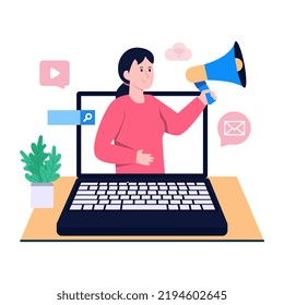 Ilustración de diseño editable del marketing digital aislado en fondo blanco