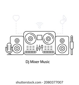An editable design illustration of DJ mixer music
