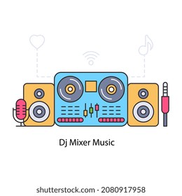 Ilustración de diseño editable de la música del mezclador de DJ
