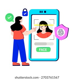 Una ilustración de diseño editable de reconocimiento facial