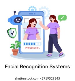 Una ilustración de diseño editable de reconocimiento facial