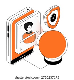 Una ilustración de diseño editable de reconocimiento facial