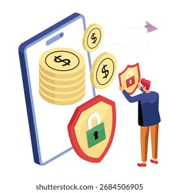 Ilustración de diseño editable de seguridad financiera