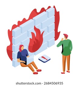 An editable design illustration of firewall