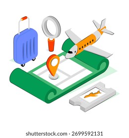 Una ilustración de diseño editable de dirección de vuelo 