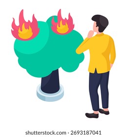 Ilustración de diseño editable de fuego forestal