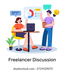 Ilustración de diseño editable de discusión de freelancer