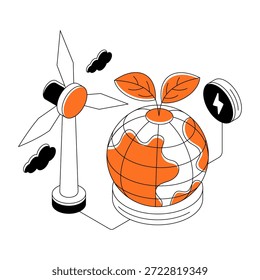 Ilustración de diseño editable de energía renovable global