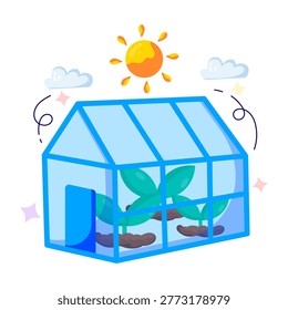 Editable design illustration of greenhouse 