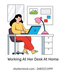 Ilustración de diseño editable del lugar de trabajo en casa