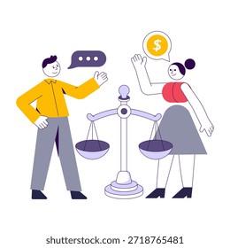 Ilustración de diseño editable de la discusión de la ley 