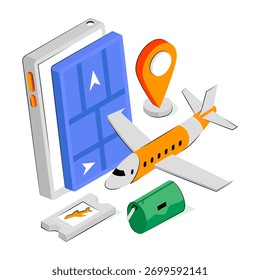 Una ilustración de diseño editable de la ubicación del vuelo móvil 