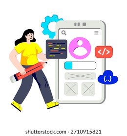 Ilustração editável do projeto do desenvolvimento do perfil móvel