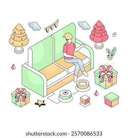 Editable design illustration of new year celebration