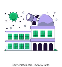 Editable design illustration of observatory building