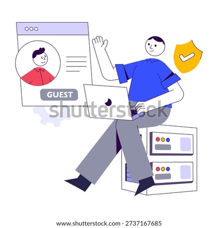 Editable design illustration of online guest greetings 