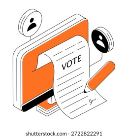 Ilustração de design editável de redação de voto online