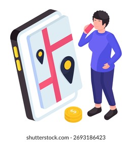 Editable design illustration of phone direction 