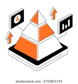 Ilustração editável do desenho do gráfico da pirâmide