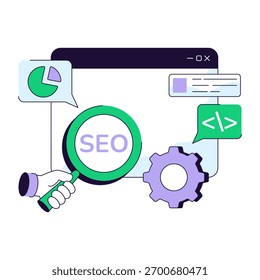 Ilustración de diseño editable de análisis SEO