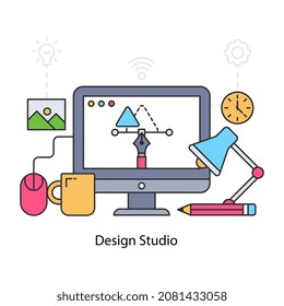 An editable design illustration of design studio