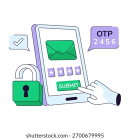 Editable design illustration of submit email otp