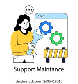 An editable design illustration of support maintenance