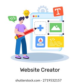 Ilustración de diseño editable del creador del Sitio web